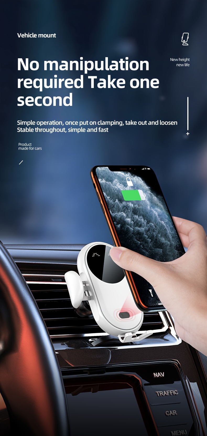 car wireless charger stand auto clamping magnetic infrared smart induction wireless charging station air vent bracket moblie phone holder for iphone 16 15 14   pro   for galaxy s25 s24 s23 ultra for xiaomi car dashboard accessories details 3
