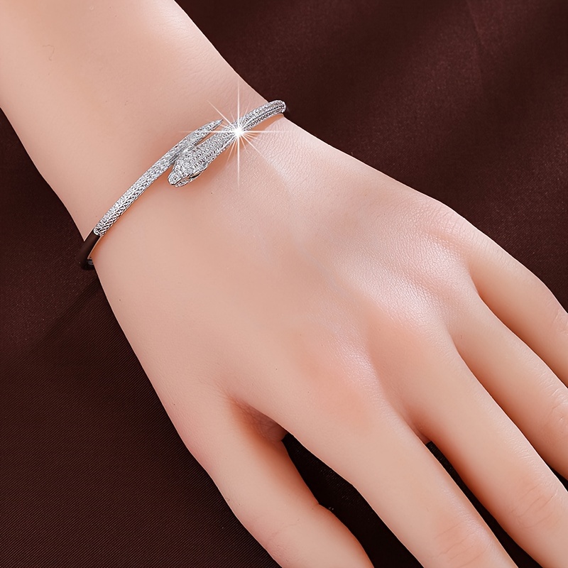 Golden Tone Snake Bracelet with CZ for Parties