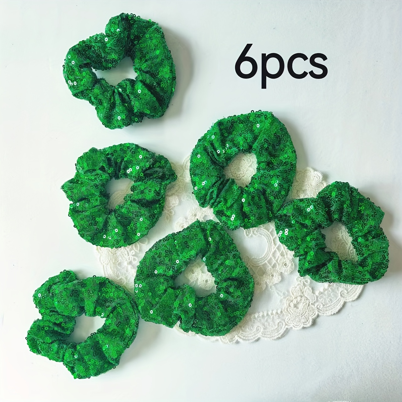 6pcs Of Christmas Scale Sequins Hair Ties, Suitable For Ponytails And Buns, Perfect For Holiday Gifts, Everyday Presents, And Birthday Surprises
