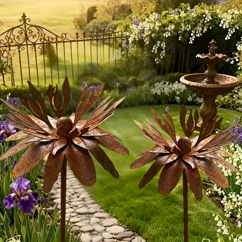 Metal Sculpture, Garden, Courtyard, Lawn Art Decoration, Rusty Art Decoration, Iron Flower Ground Insert, Silhouette, Outdoor Statue, Outdoor Holiday Decoration, Holiday Gift