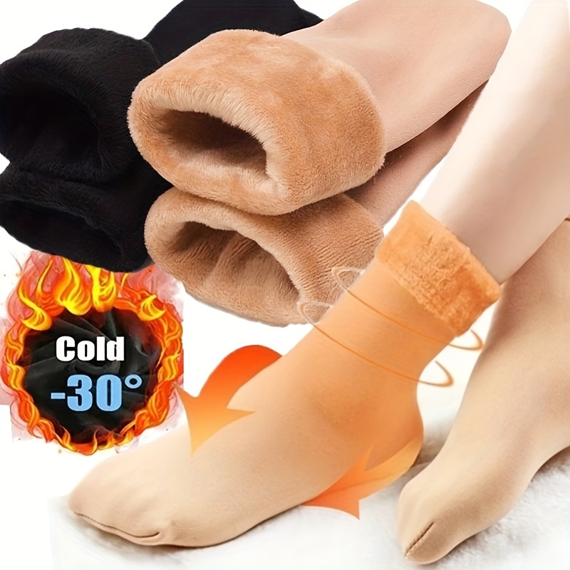 

4pcs Lined Winter Socks For Women - , Warm & Stylish Floor Socks In Solid Colors, Cute Socks