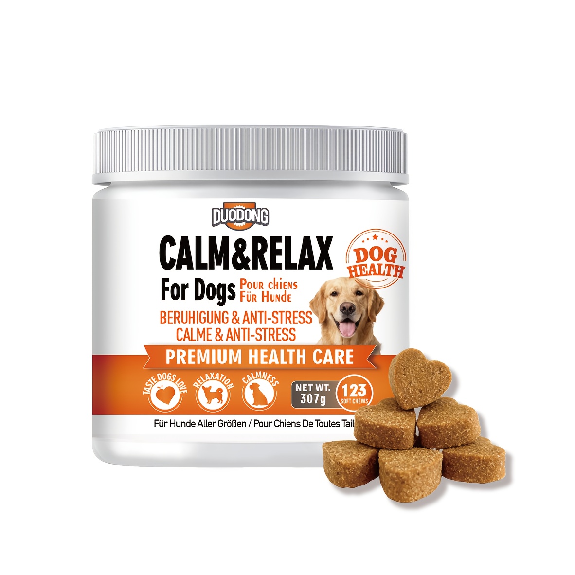 Image of Calm & Relax Chews For Dogs, Aid & Stress Relief Treats, Composure Calming Chews For Puppies And Large Dogs, Supports Relaxation, 123 Chews