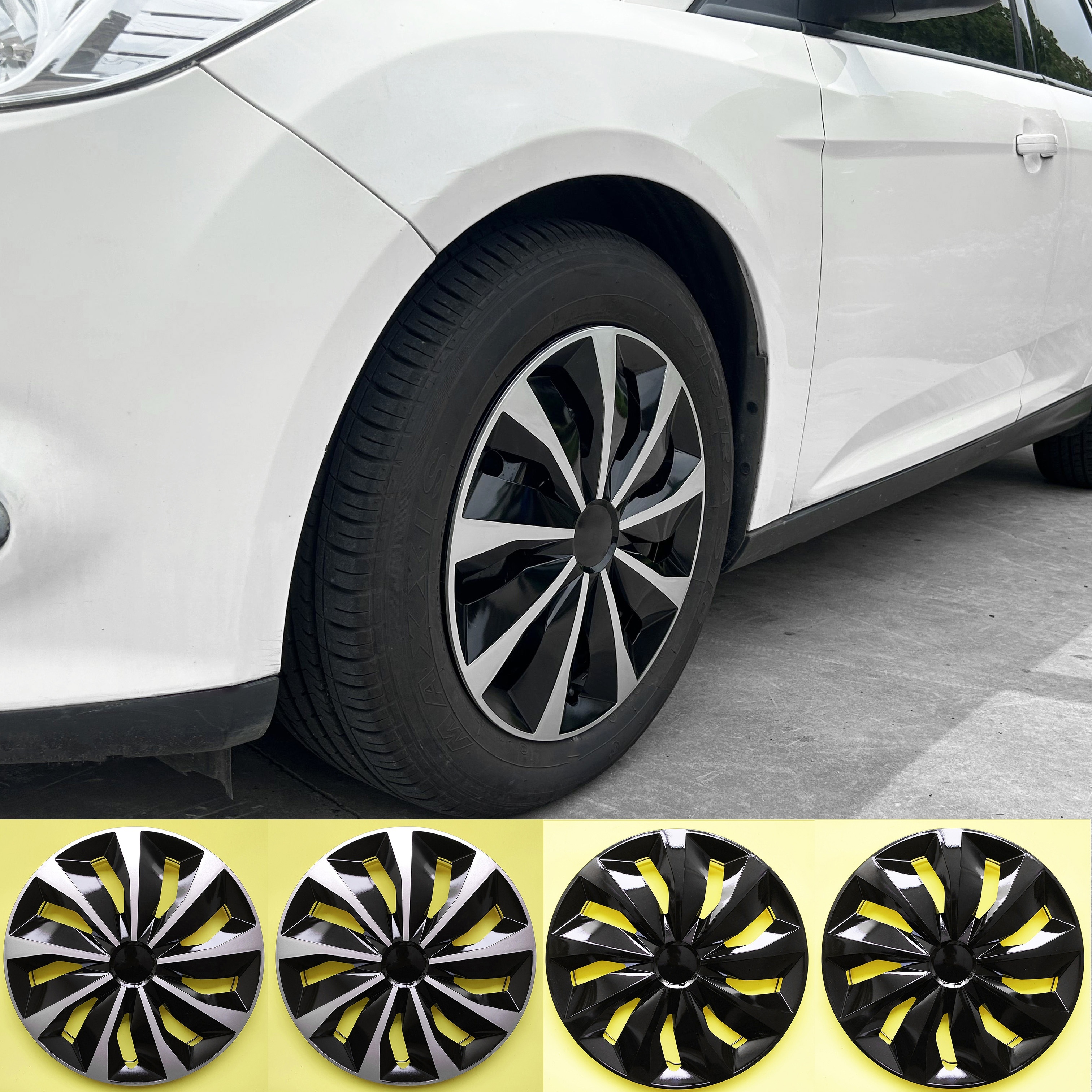 

4 X Hubcaps For Cars With 13 Inch , Made Of Pp Plastic That Used To Decorate The Exterior Of Car Wheels Are In A Of Colors