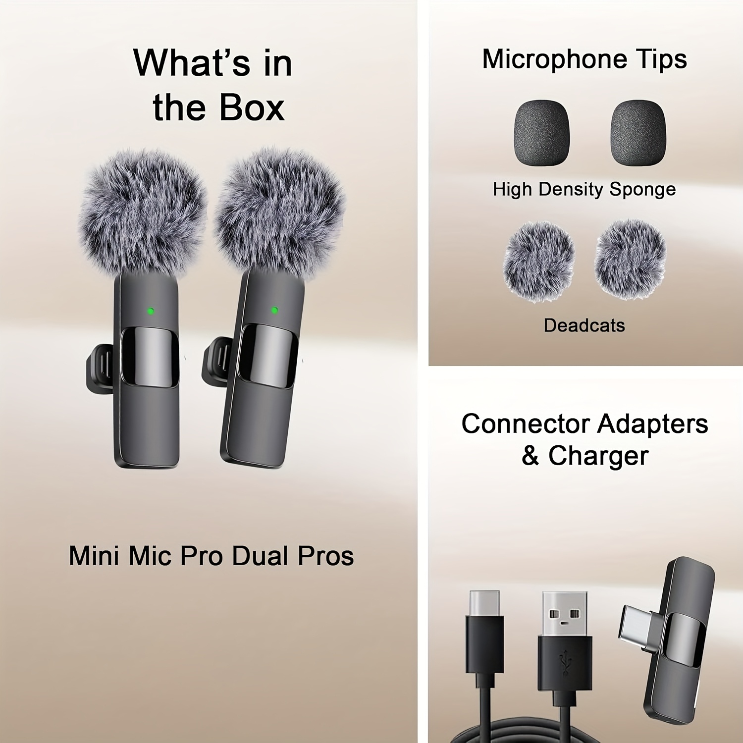 Kouzone Mini Microphone de Cravate Sans Fil USB-C pour Utilisation Extérieure Printemps, Compatible avec les Appareils Android - Microphone à Pince à Réduction de Bruit pour l'Enregistrement, Adapté pour l'Enregistrement Vidéo, Tiktok, Vlog avec Audio Clair et Réduction du Bruit