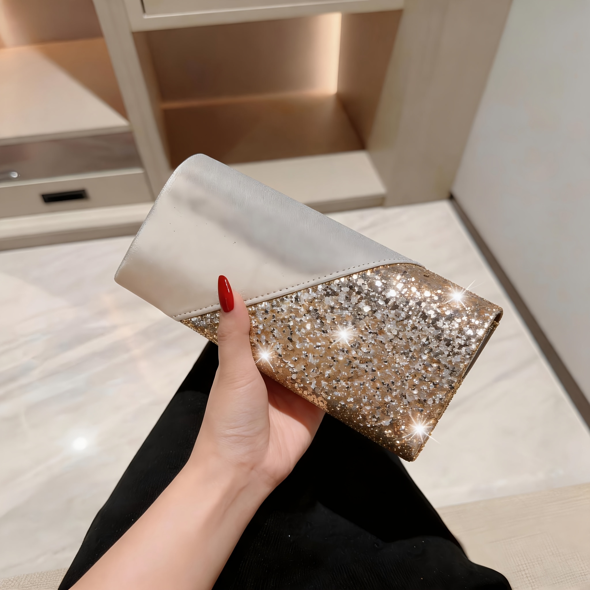 TEMU New Sequined Evening Bag - Elegant Party And Gathering Crossbody Small Bag - Bridal Bag For Wedding Banquet - Lady Of High Banquet Dress Handbag