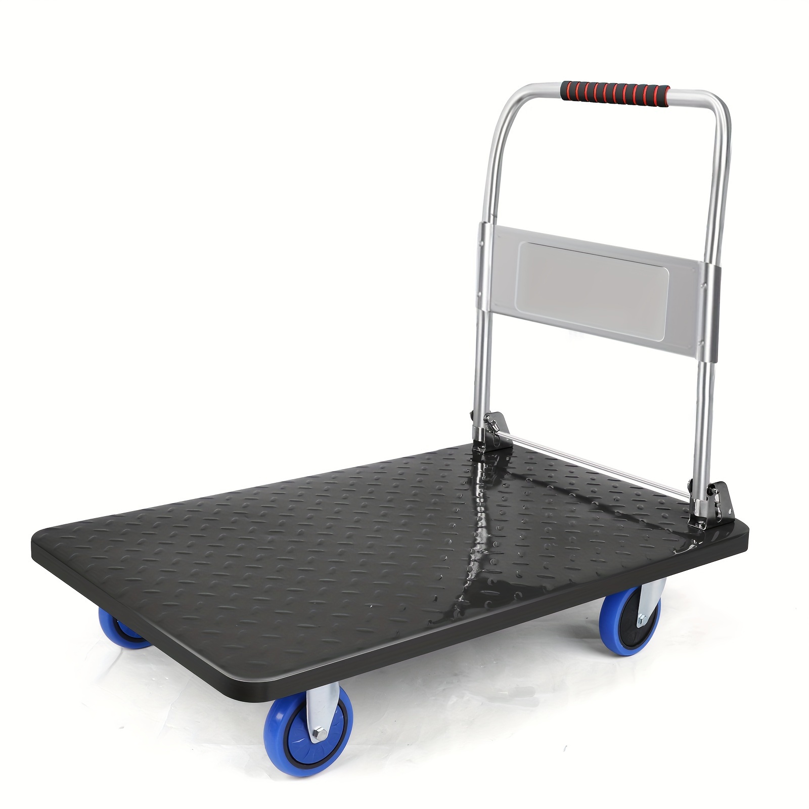 

Wedyvko Heavy Duty Platform Hand Truck For Moving, Folding Flatbed Dolly With 360 Degree Swivel Wheels Foldable Push Hand Cart For Loading And Storage