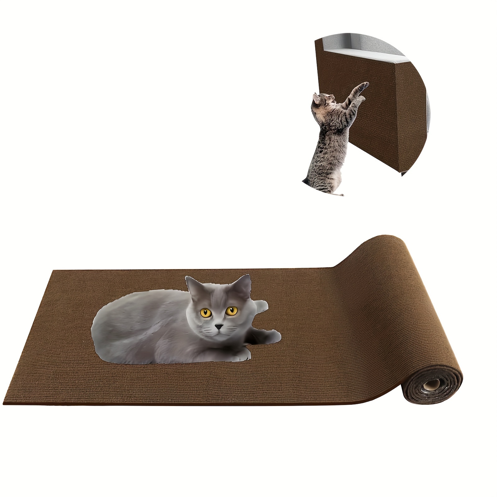 Image of Polyester Cat Scratching Mat, Self-adhesive Wall For Cat Trees, Multi-functional Reusable Pad, With Furniture & Sofa Protector For Cats