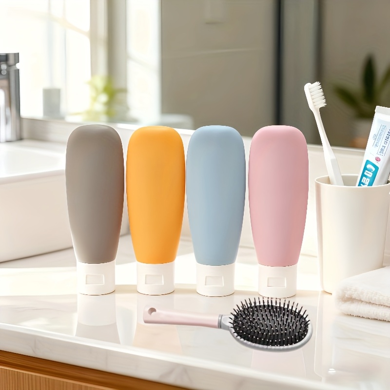 4pcs Travel Refillable Bottles Set - Portable Toiletry Containers, Suitable For Shampoo, Conditioner, Body Wash And Lotion Skincare Products