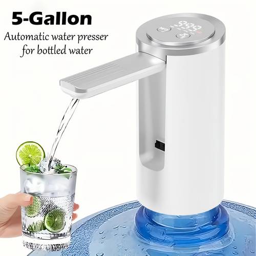 bomba dispensadora de agua para botella de 5 galones - pantalla digital, carga usb tipo c, bomba de agua eléctrica portátil, pico plegable, dispensación de agua cuantitativa y , bolsa de accesorios incluida
