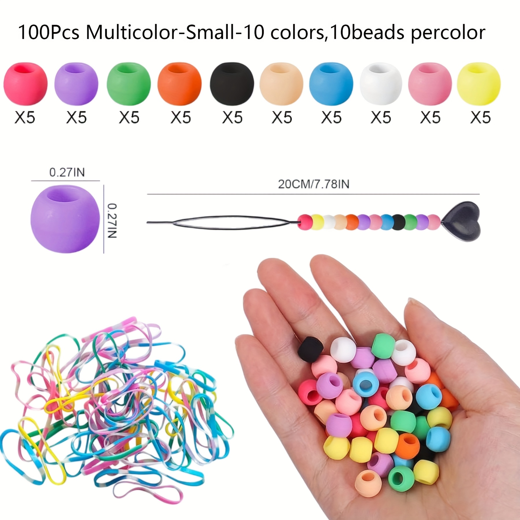 For Hair Silicone Pony Beads Colorful Silicone Hair Beads Braids