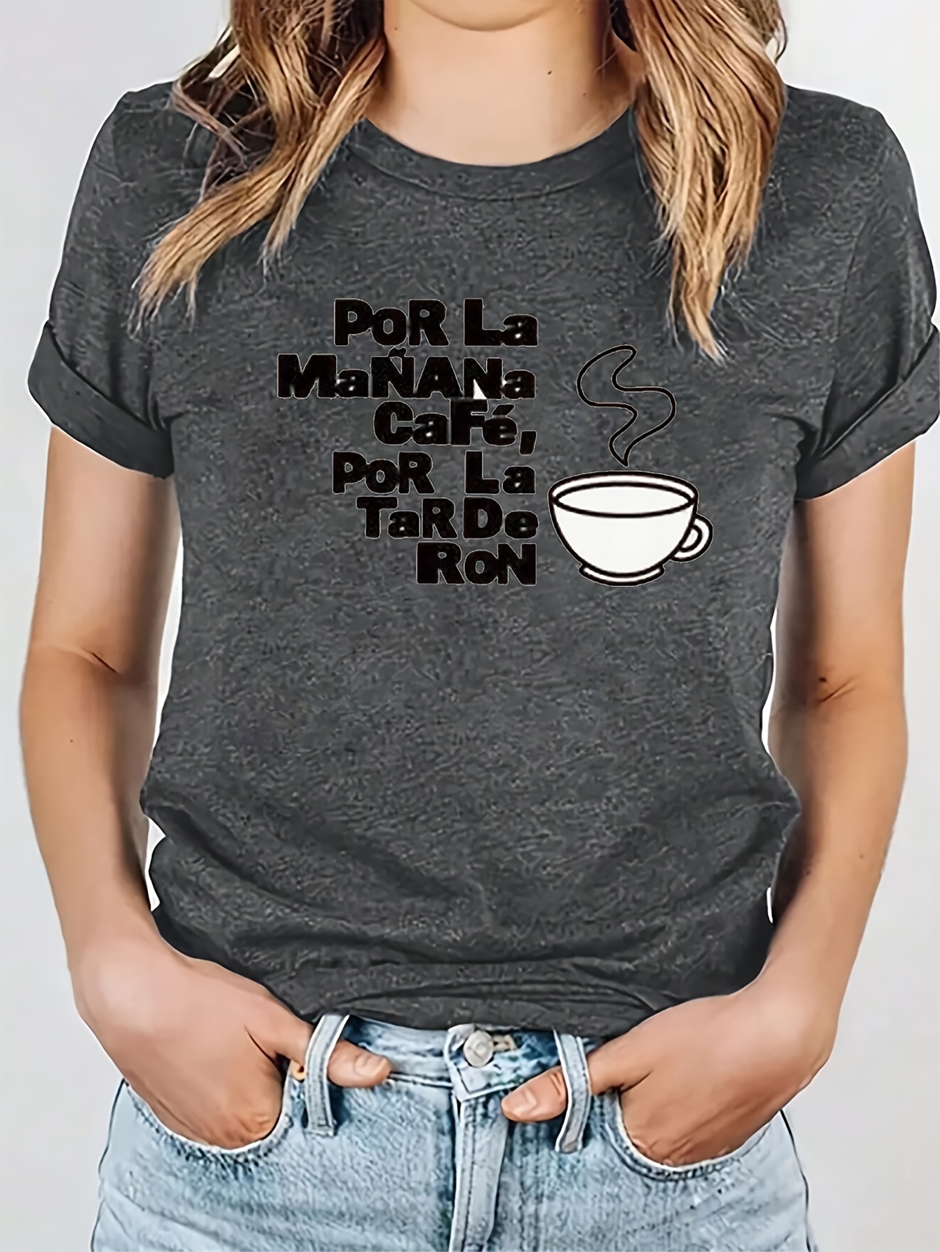 camiseta mujer diseño retro en español café ron - Temu Mexico, image size:800x1066