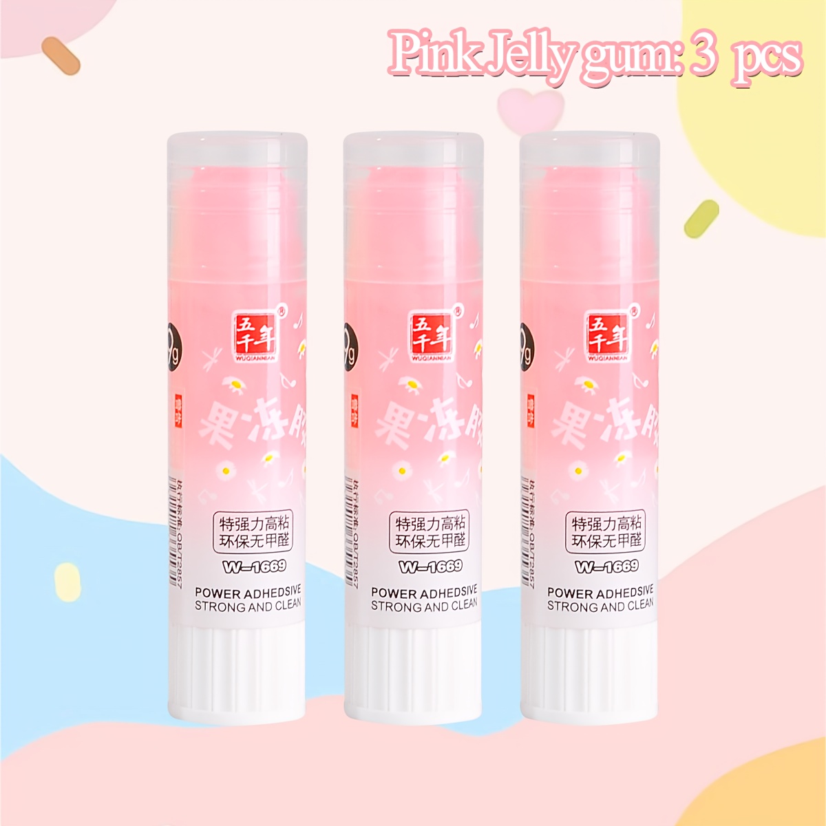 Image of Wqn 3pcs Large Capacity Color Jelly Glue 9g Visual Margin Wrap Tightly Apply Office Paper, Handmade Artwork Office Supplies Back To