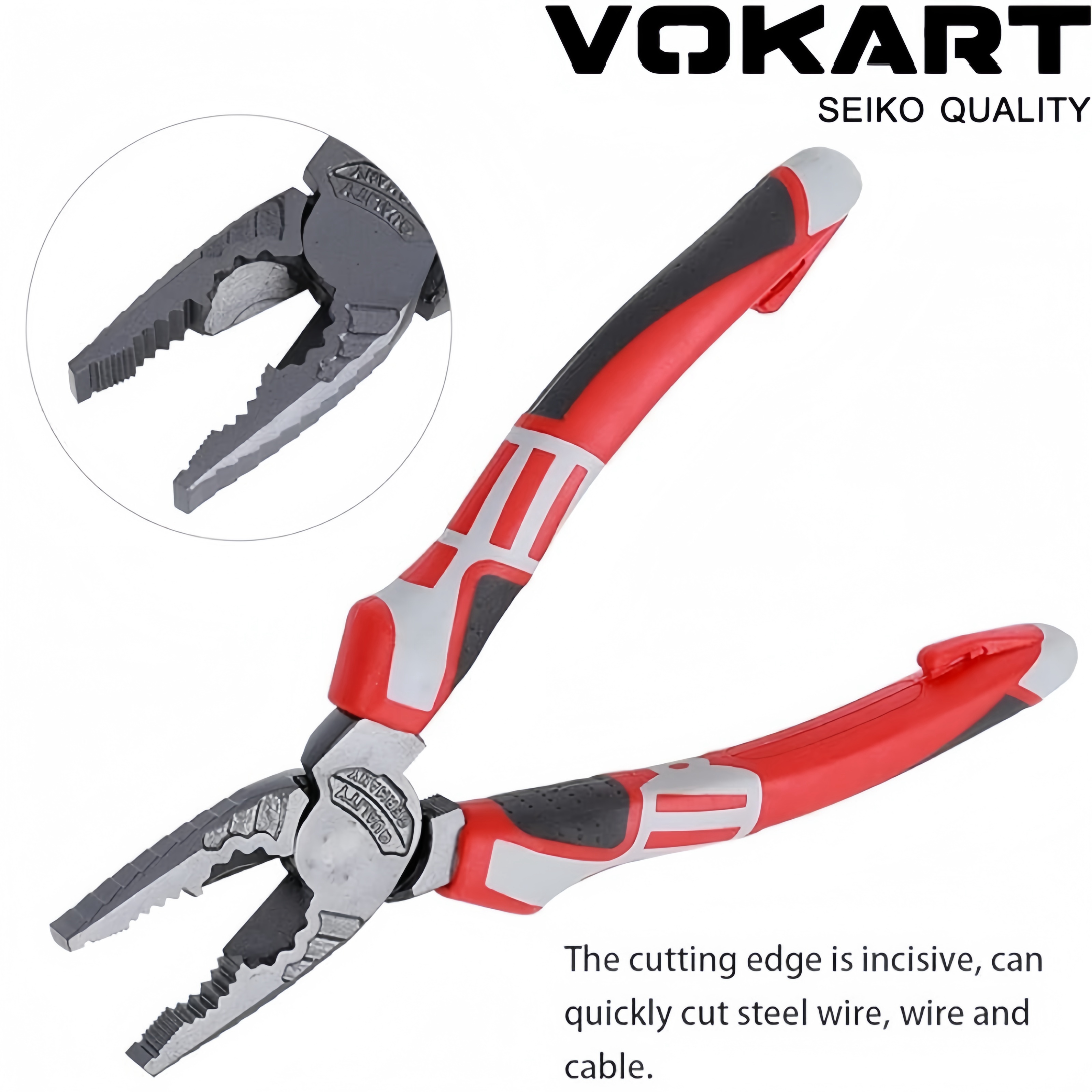 

Vokart Multi-functional German Electrician Pliers: Wire Stripper, Cable Cutters, Bench Vice, Plier Head, Teflon Coated Finish, Crv Material - Suitable For Electrical Professionals And Household Use