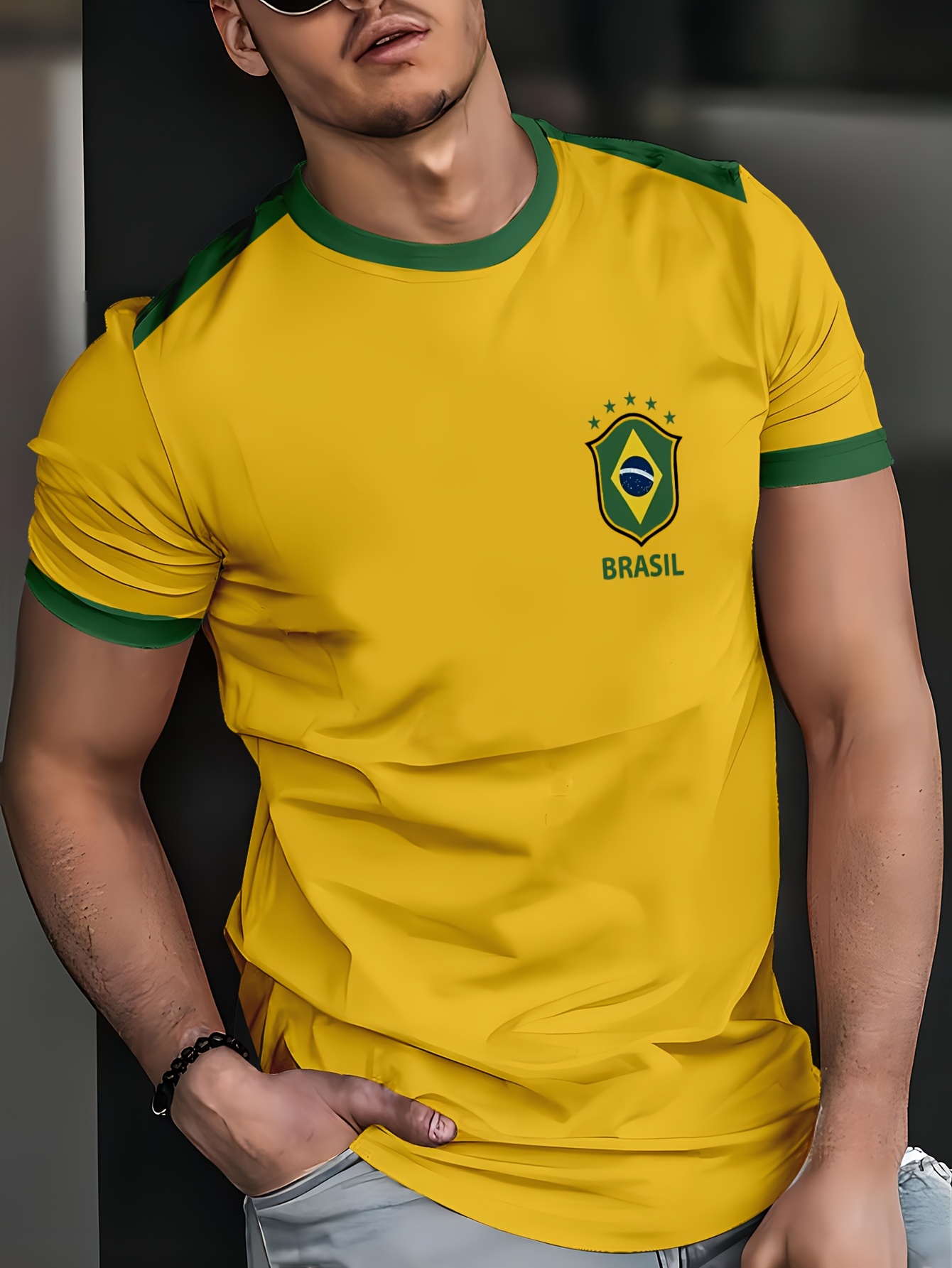 t-shirt de     para homem, casual,  , verão, poliéster, decote  , leve estiramento, tecido de malha,  /m²,  ,   regular, para caminhadas ao ar livre, corrida,   casual, sair detalhes 0