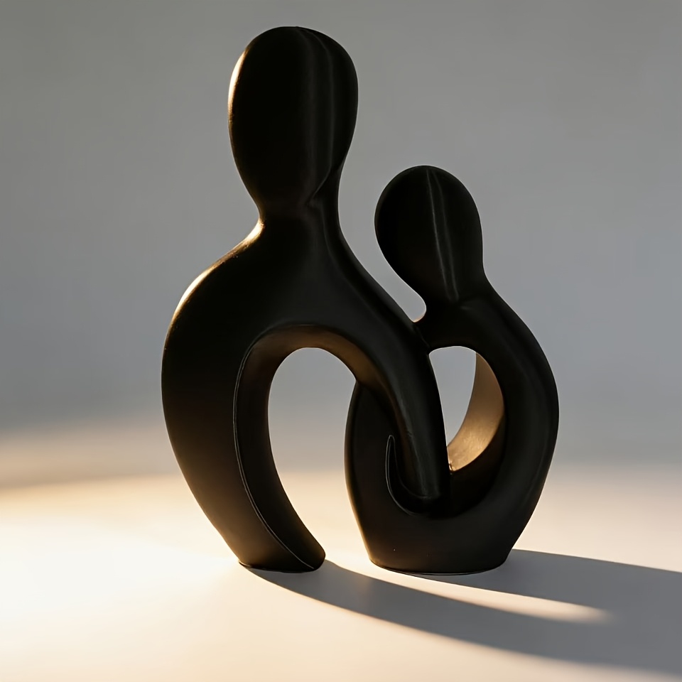 TEMU 3d Printed Abstract Couple Sculptures - Modern Minimalist Plastic Figure Statues, Modern Art Suitable For Home Office Desk Decor, Tabletop Shelf