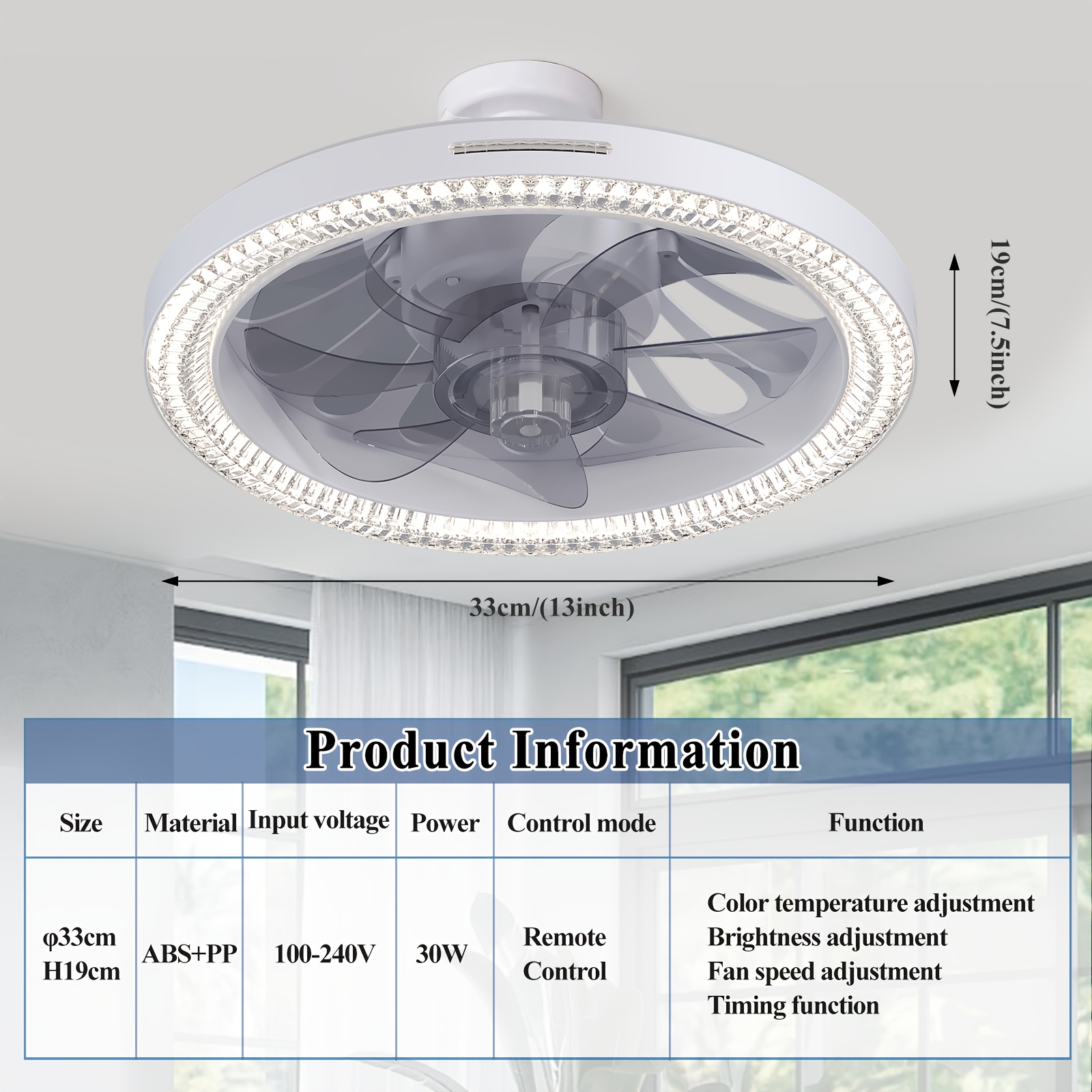 1pc fan with light & remote control, screw-in pendant fan with 3-speed wind adjustment, 3000-6500k adjustable led light, e26/e27 base, for bedroom, kitchen, living room, storage room, ceiling fan light fixture, kitchen lighting, modern lighting, durable construction Product details 7