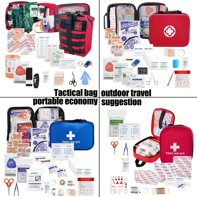 Emergency Survival Kit, 151 Pcs Survival Gear First Aid Kit, Outdoor Trauma  Bag with Tactical Flashlight Knife Pliers Pen Blanket Bracelets Compass