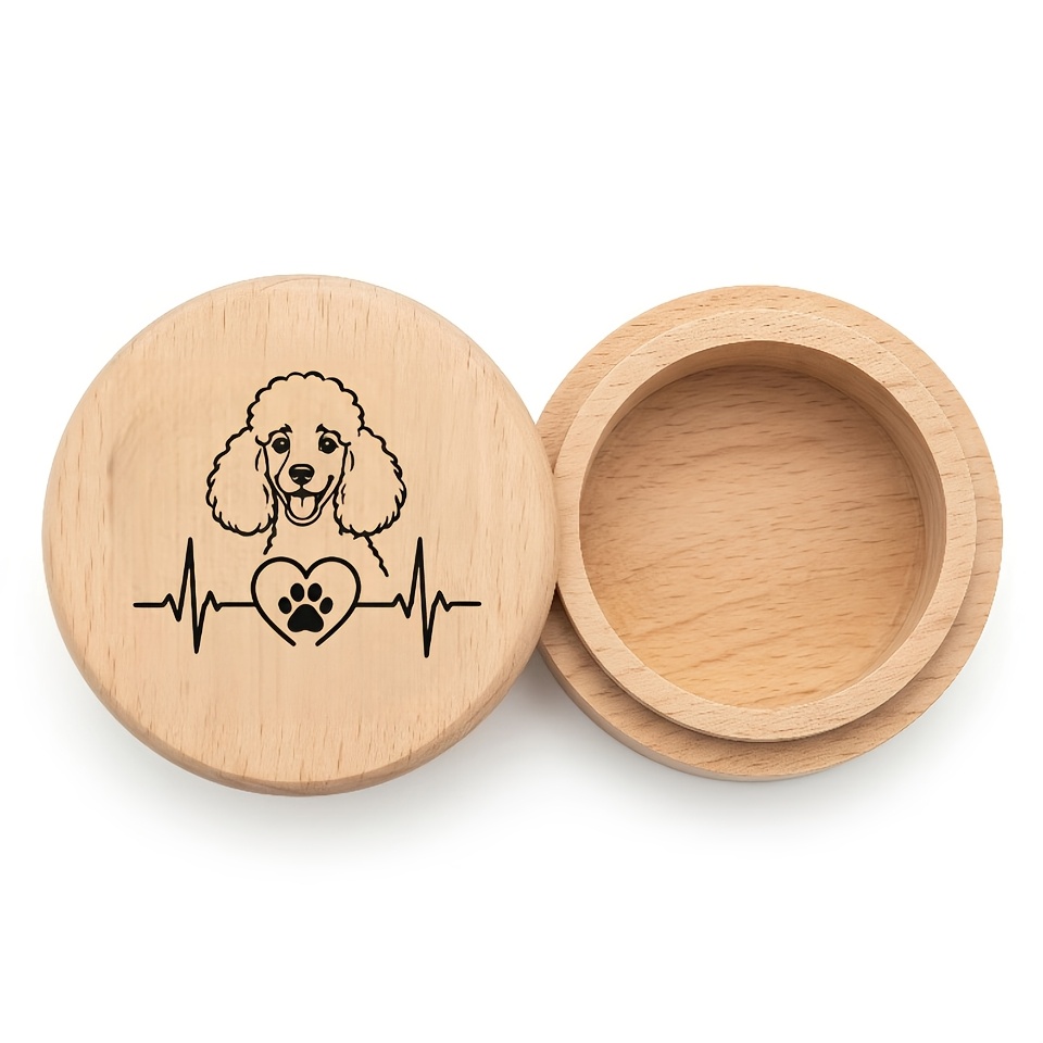 VIP Dog Commemorative Wooden Box with Heartbeat Pattern