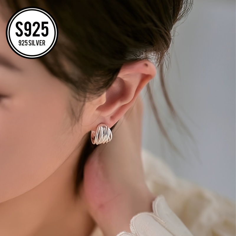 Hypoallergenic Semi Circular C Stud Earrings Mother's Gift