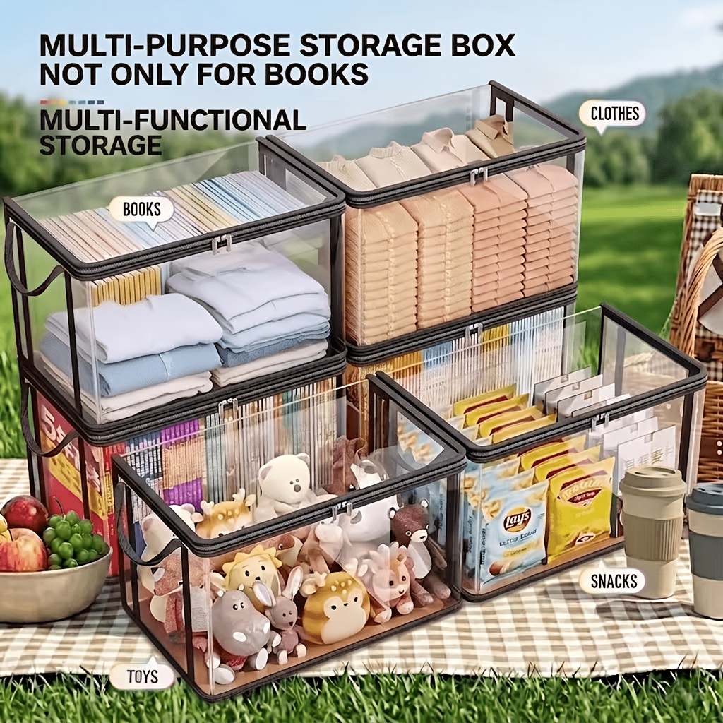 180 degree extra large transparent thickened plastic storage box with hinged lid large capacity book and clothing organizer space saving office home organizer essential for seasonal change moving back to school under bed storage