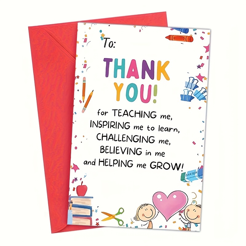 TEMU 1 Teacher Thank You Card, Thank You For And Helping Me Grow, Teacher Appreciation Card Gift - Includes Envelope