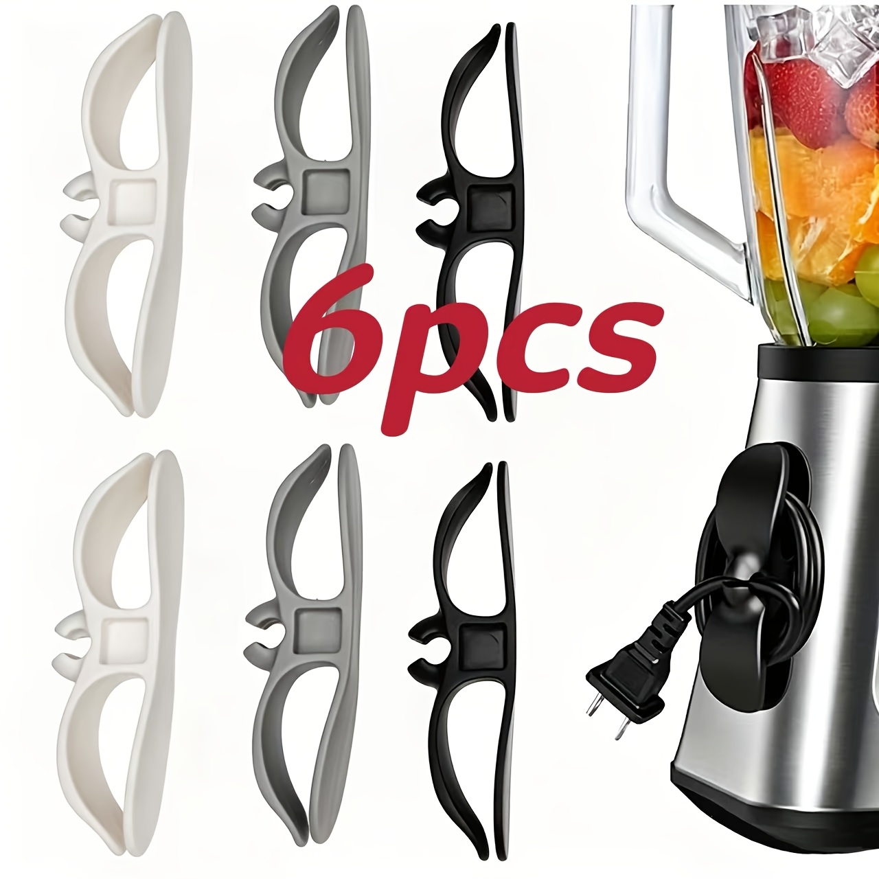 6-pack Tpu Organizer Clips Kitchen Utensils, Management Holders, Cord Wrappers, Suitable Fryers, Blenders, Coffee Makers - Storage Solution Without Batteries