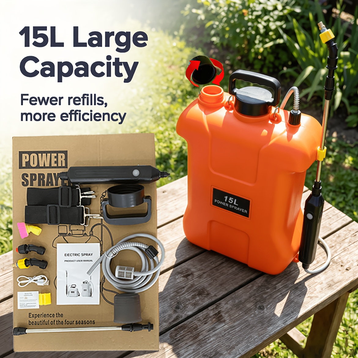 item picture 3 96 gallon battery powered garden sprayer electric backpack sprayer with 5 nozzles retractable hose and adjustable shoulder straps ideal for lawns   and yards