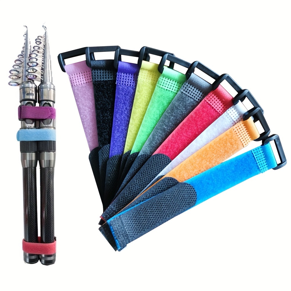 10-pack Polyamide Reusable Hook And Loop Cable Ties With Anti-slip Grip For Fishing Rods, Secure Straps For Cable Management And Organization