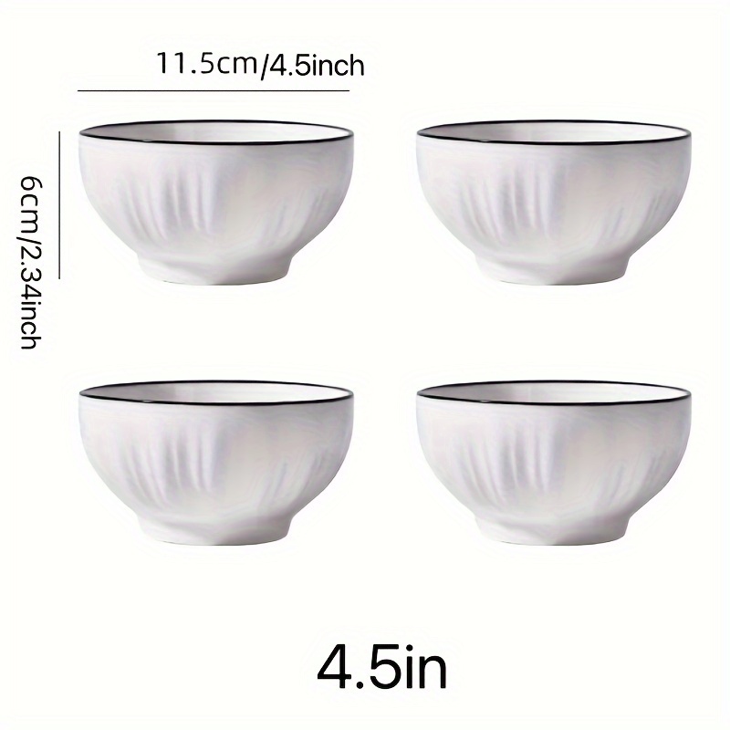 Image of 4pcs Ceramic Rice Bowl For Home Use, New Rice Bowl For Eating, Bowl And Dessert Bowl, For Home, Dormitory, Kitchen And Restaurant, Tableware Accessories, Kitchen Supplies