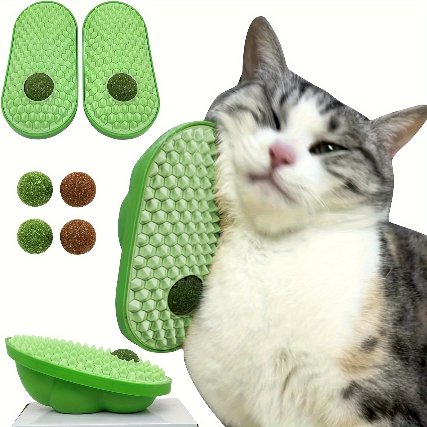 

2 Pcs Catnip Toys Balls That Stick On Wall, Cat Toy Ball, Catnip Wall Balls For Cats Lick, Cat Face Scratchers, Cat Self Groomer For Indoor Cats, Cat Corner Brush Wall