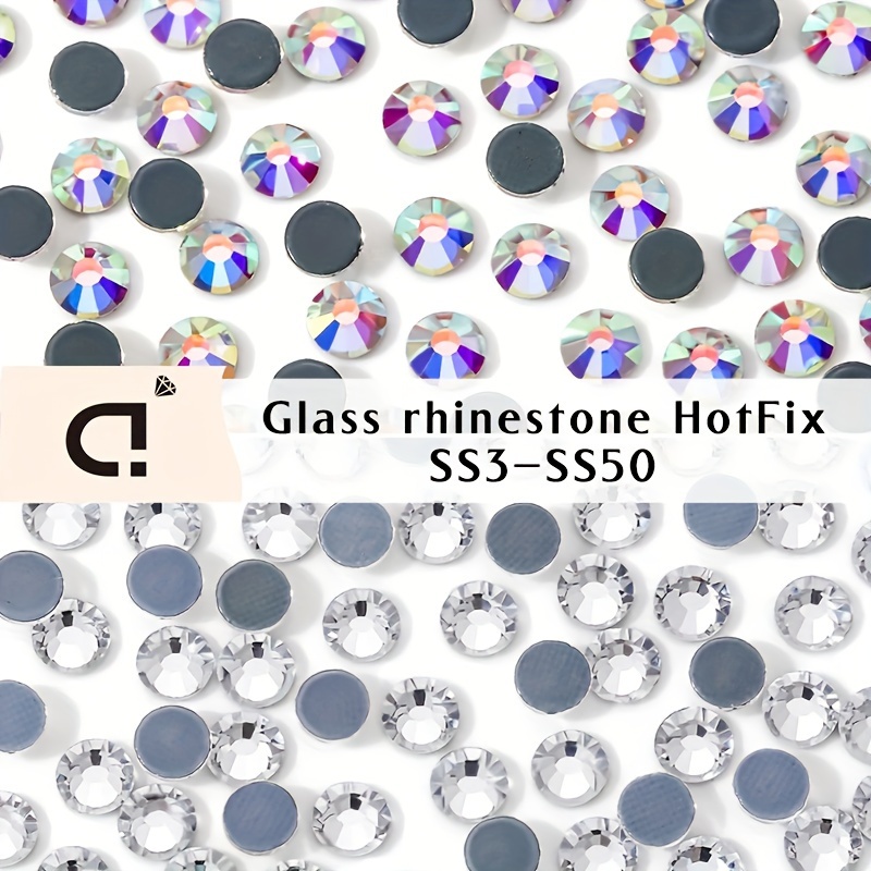 

Ducrystal Glass Rhinestone Hotfix, Ss3-, 144/288/1440pcs, Round Flat, Clear Ab, Sparkling Crystal For Diy Sewing, Embroidery, Fabric Crafts, Supplies, Sewing Embellishments, Rhinestone Decorations