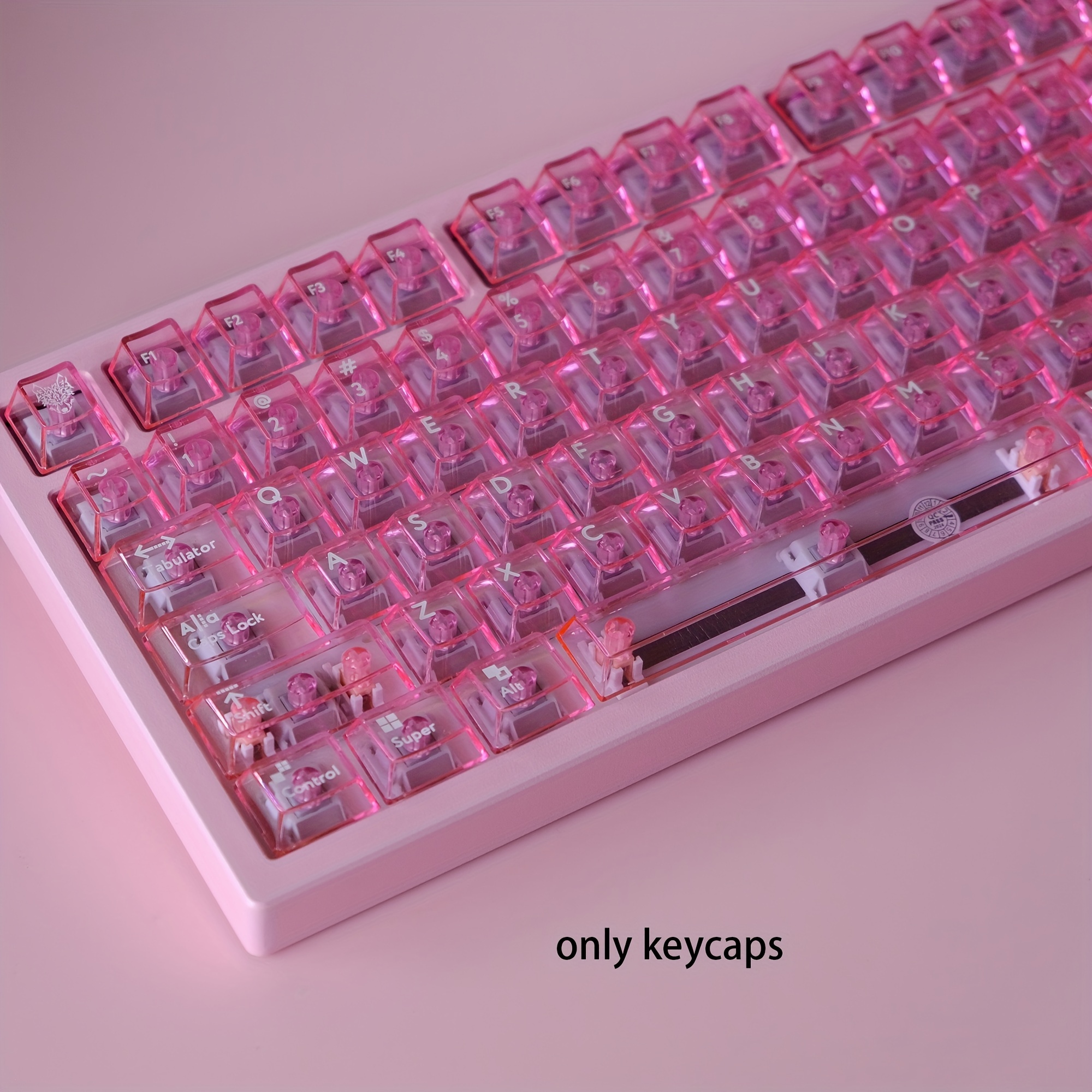 

114-key Transparent Pc Keycaps, Minimalist Uv Printed, Oem Profile Compatible With