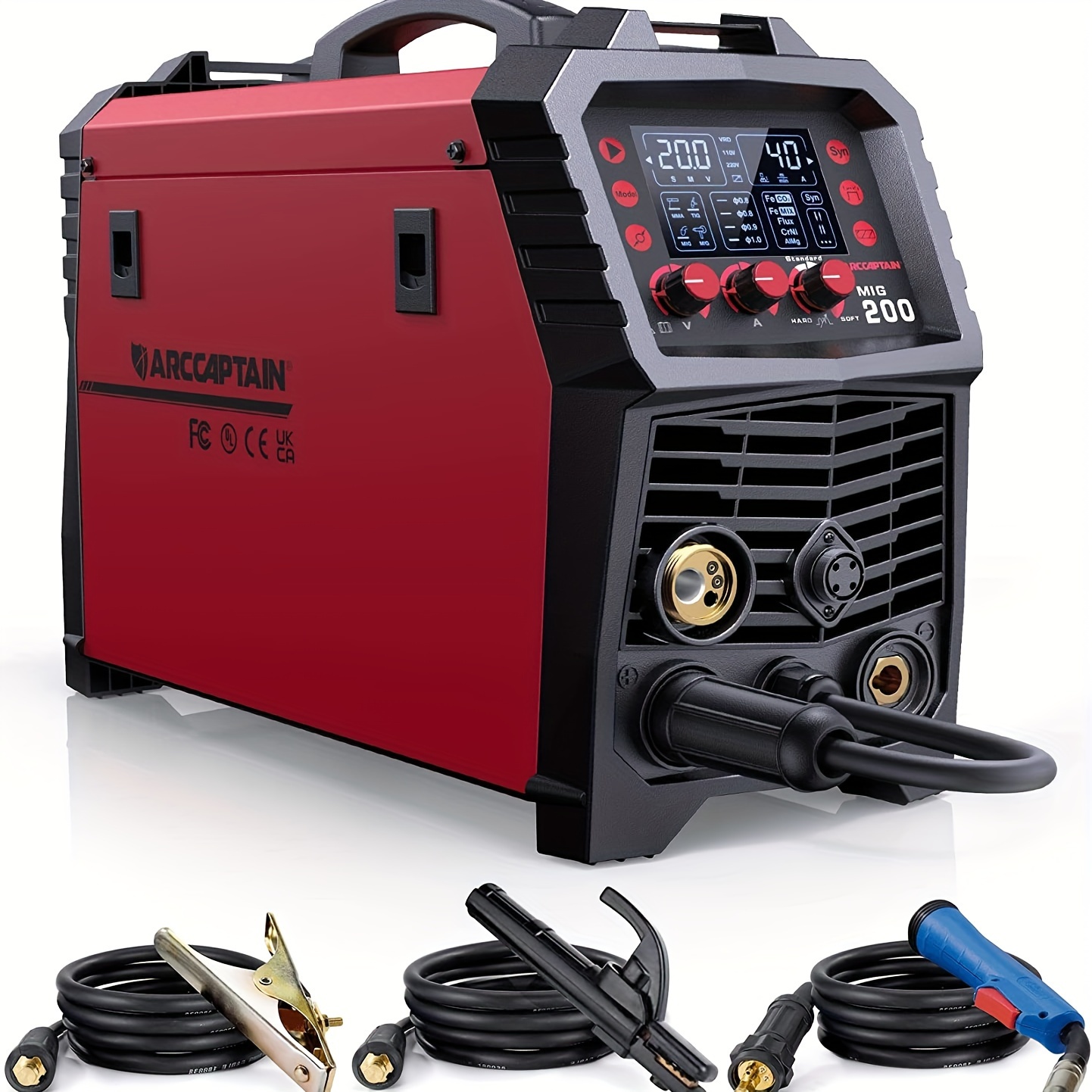 

Arccaptain 6 In 1 Mig Welder Machine, 200a Gas Welders W/ Flux Mig/stick/lift Tig/spot Welding/spool