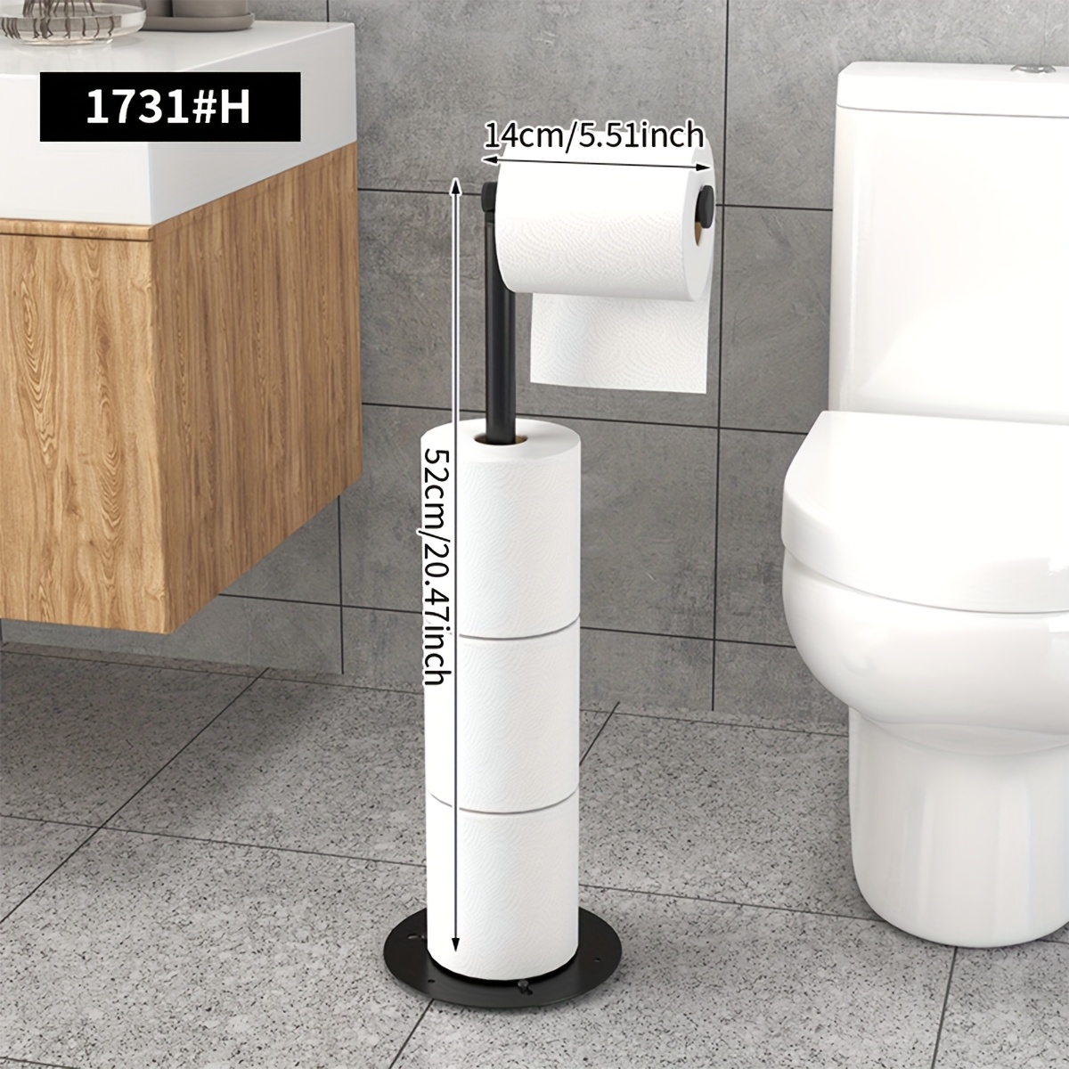 TEMU 1pc No-punch Self-adhesive Toilet Paper Holder - Modern , Sturdy Durable Metal Construction, Wall-mounted Bathroom Organizer For Paper Rolls &