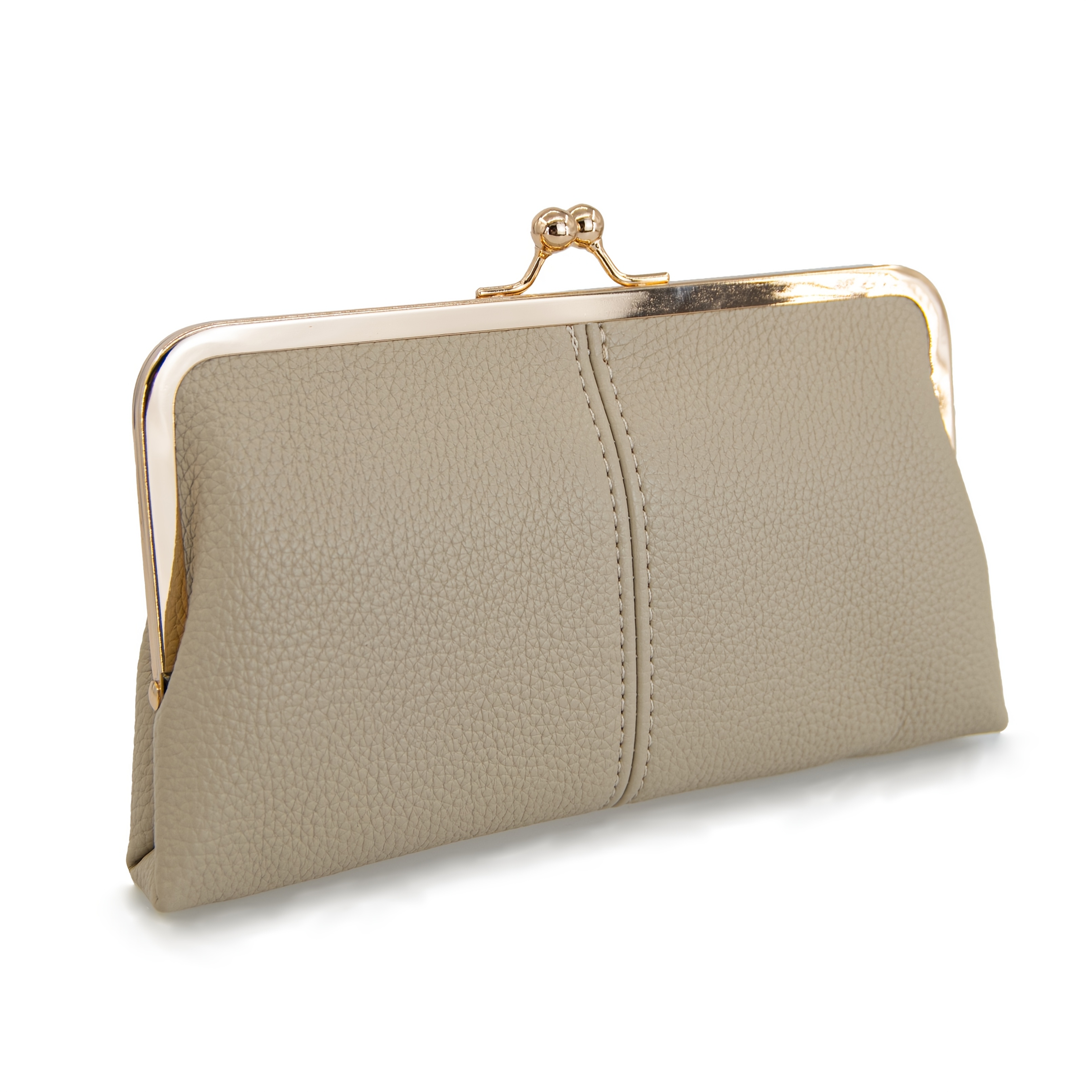 Image of Women's Clutch Bag, Ladies' Soft Wallet, Compact Double Fold Handbag, Ladies' Coin Purse With Zipper And Kiss Lock