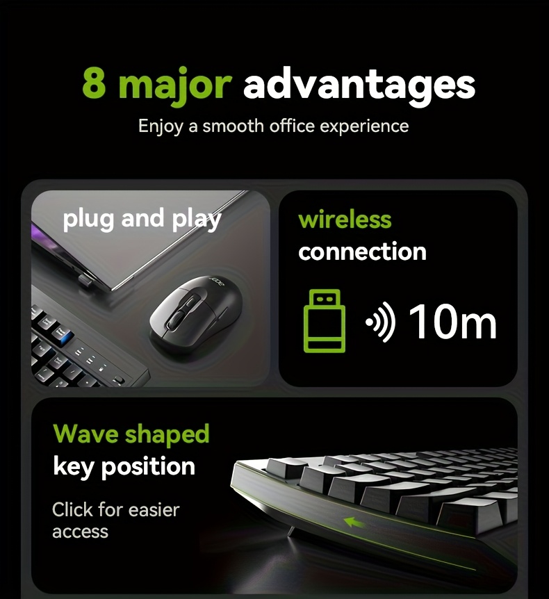 [ACER Genuine Product] High-Efficiency Wireless Keyboard And Mouse Set, Ultra-Slim Keyboard Paired with Silent Mouse, 2.4G Receiver Plug And Play, Responsive Tracking, Long-Lasting Power, Enhance Office Efficiency