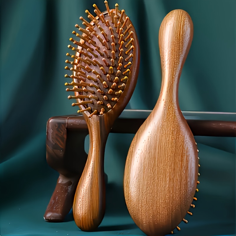 Image of 1pc Paddle Brush Suitable For All Hair Types - Anti-static Knot-free Scalp Massager Hair Brush With Wood Bristles, Detangling Brush For Normal Hair Care, Scalp & Static (no )