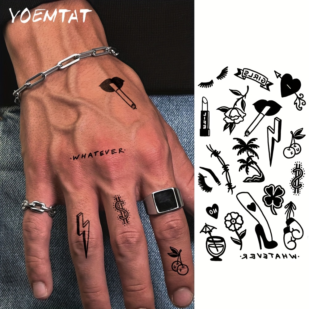cigarette finger tattoo finger pattern waterproof temporary tattoo sticker dark