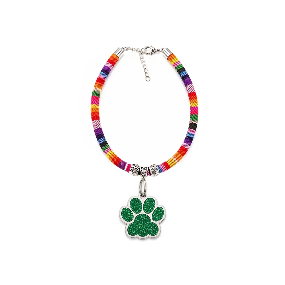 Personalized Braided Rope Pet Collar with Custom Name Tag