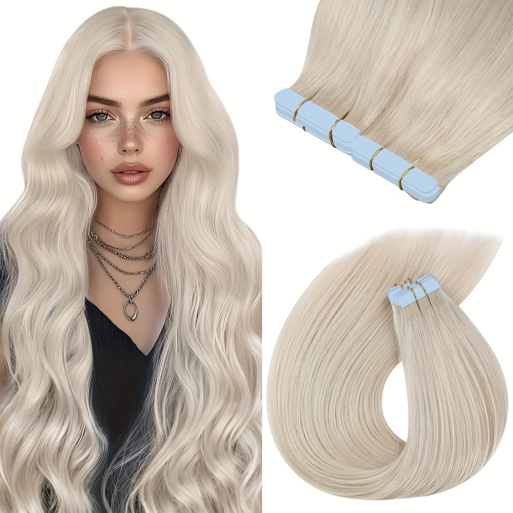 TEMU 10pcs/pack 24 Inch Tape In Hair Extensions Synthetic Sraight Hair Extensions Straight Tape In Hair Extensions Futura Tape In Hairpieces