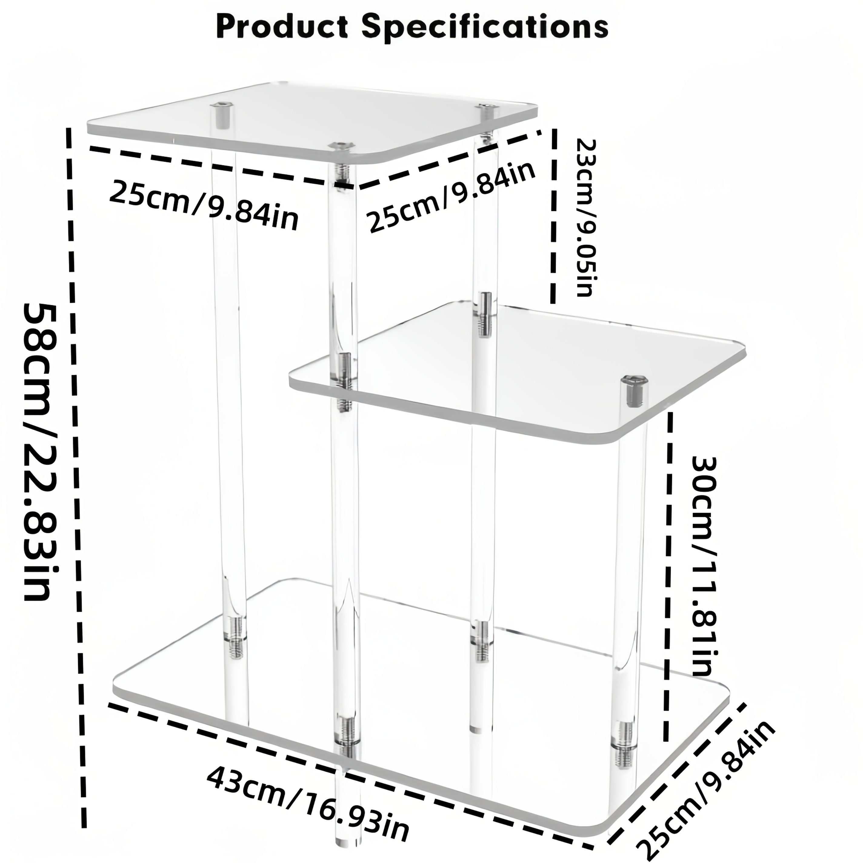 Image of 1pc Transparent Acrylic Square Three-layer Side Table Stepped Storage Rack Portable Bedside Table Suitable For Balcony Bedroom Living Room Kitchen Bathroom Home Decoration Easy To Assemble And Clean