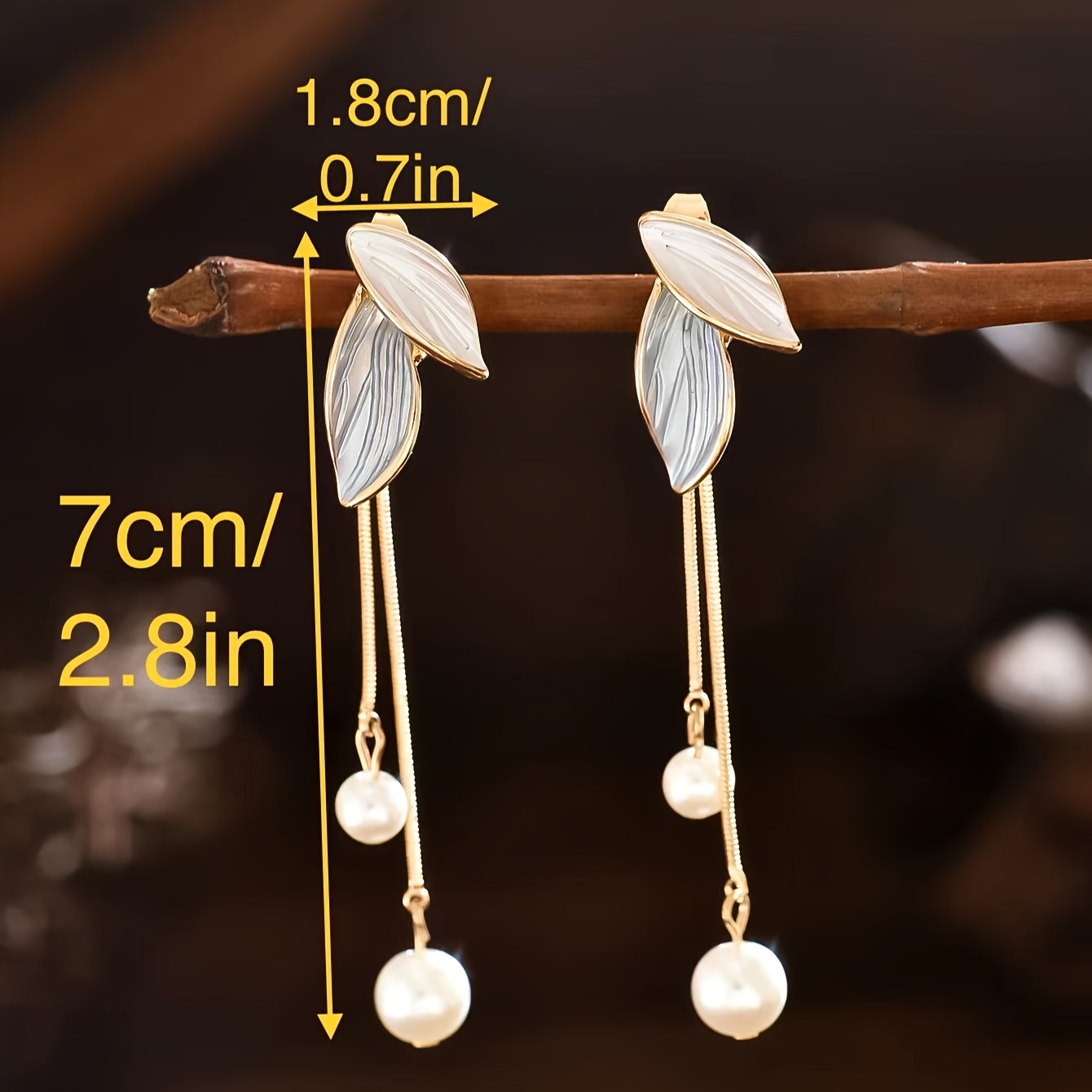 2pcs Elegant Leaf-Shaped Oil Painting Earrings, Artistic Design