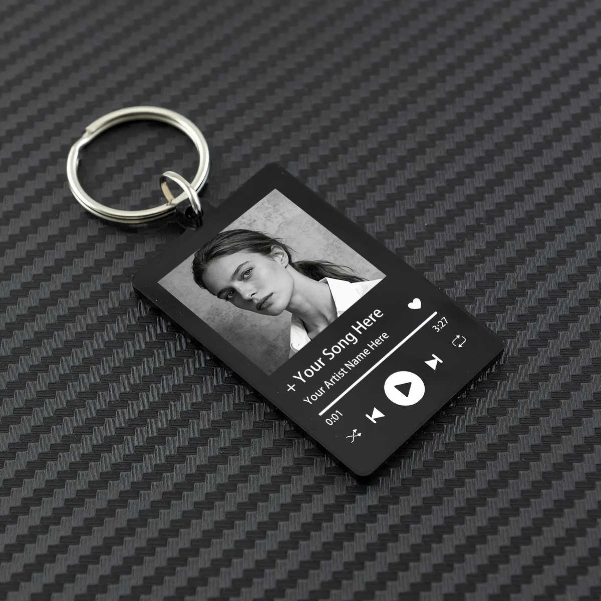 TEMU 1pc Customized Personalized Music Keychain Creative Acrylic Keychain For Music Enthusiasts To Customize Photo And Message Gifts, Holiday Gifts,