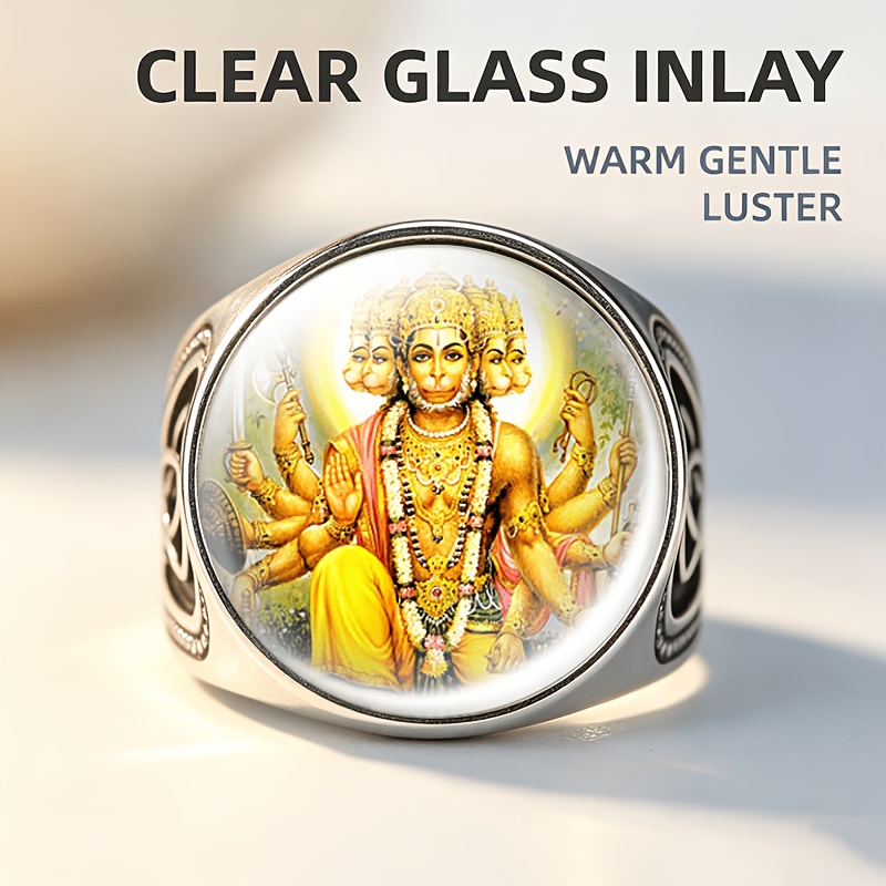 Hindu Hanuman Multi-Arm Monkey God Ring