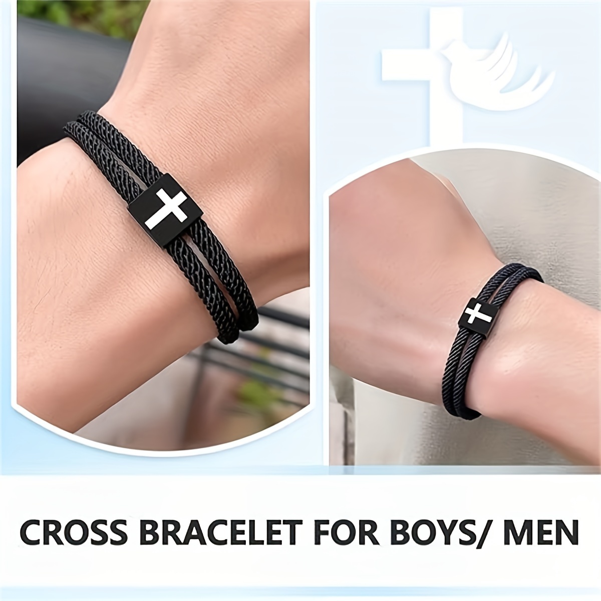 Men's Braided Rope Cross Bracelet