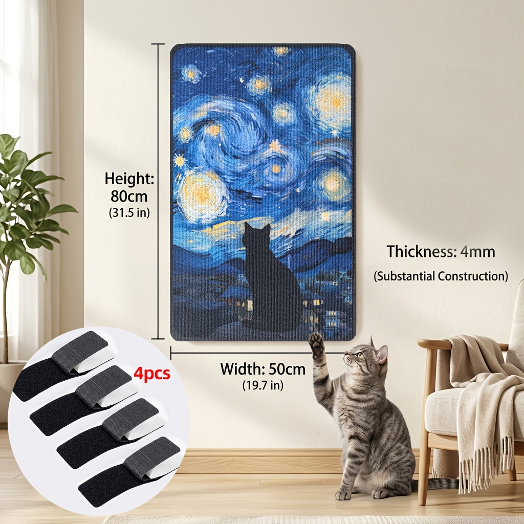 TEMU 猫用爪とぎボード - 高級感のある豪華な質感のレプリカ、高接着力の強力接着剤裏地でアップグレード。ペット用おもちゃ、室内で猫が爪とぎや遊びに適しています。耐摩耗性キャッ、多機能で丈夫な猫用爪とぎボード、自己粘着性を持つインタブなペット用猫登りマット