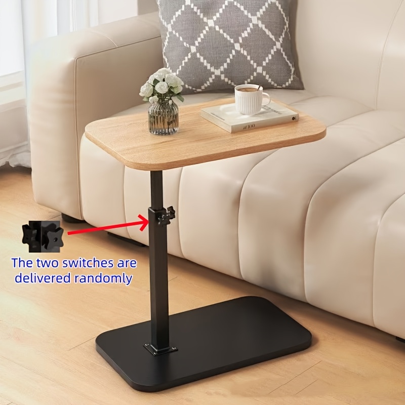 Multifunctional Snack Table, Height Adjustable Sofa Side Table, Portable Coffee Office Desk with Wooden Panel and Iron Frame, Suitable for Outdoor Leisure