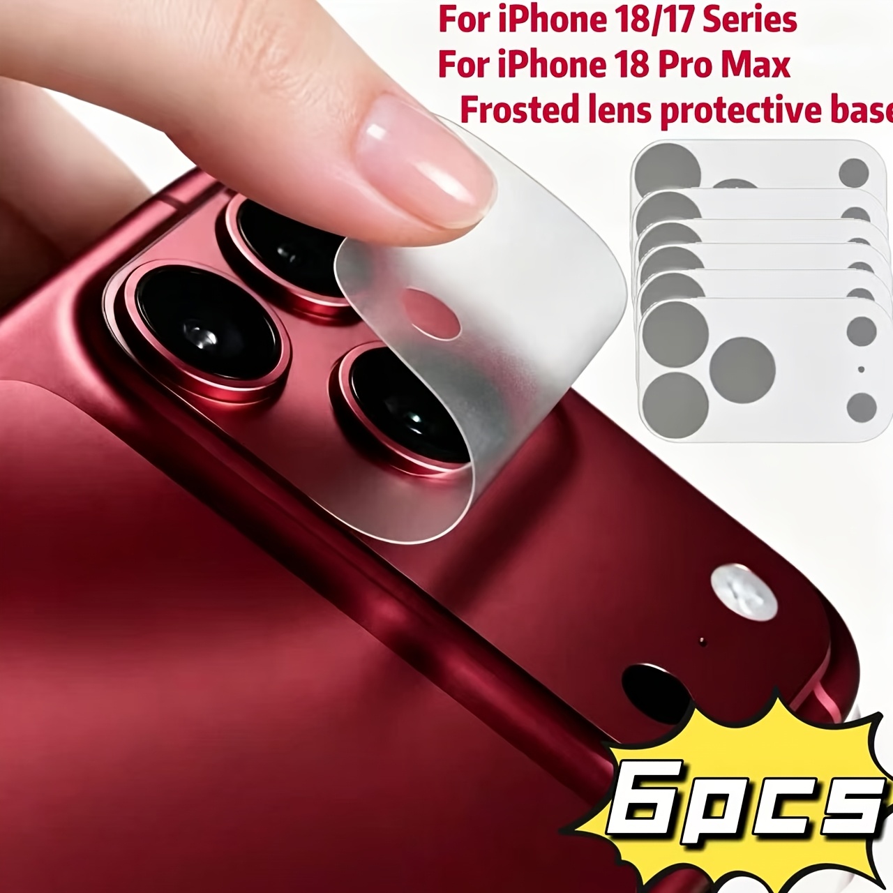 TEMU 6 pezzi Pellicola per base lente smerigliata con taglio di precisione per Iphone 18 Pro Max/18 Pro/Duo, adatta per Iphone 17 Pro Max/Pro/Air/17,