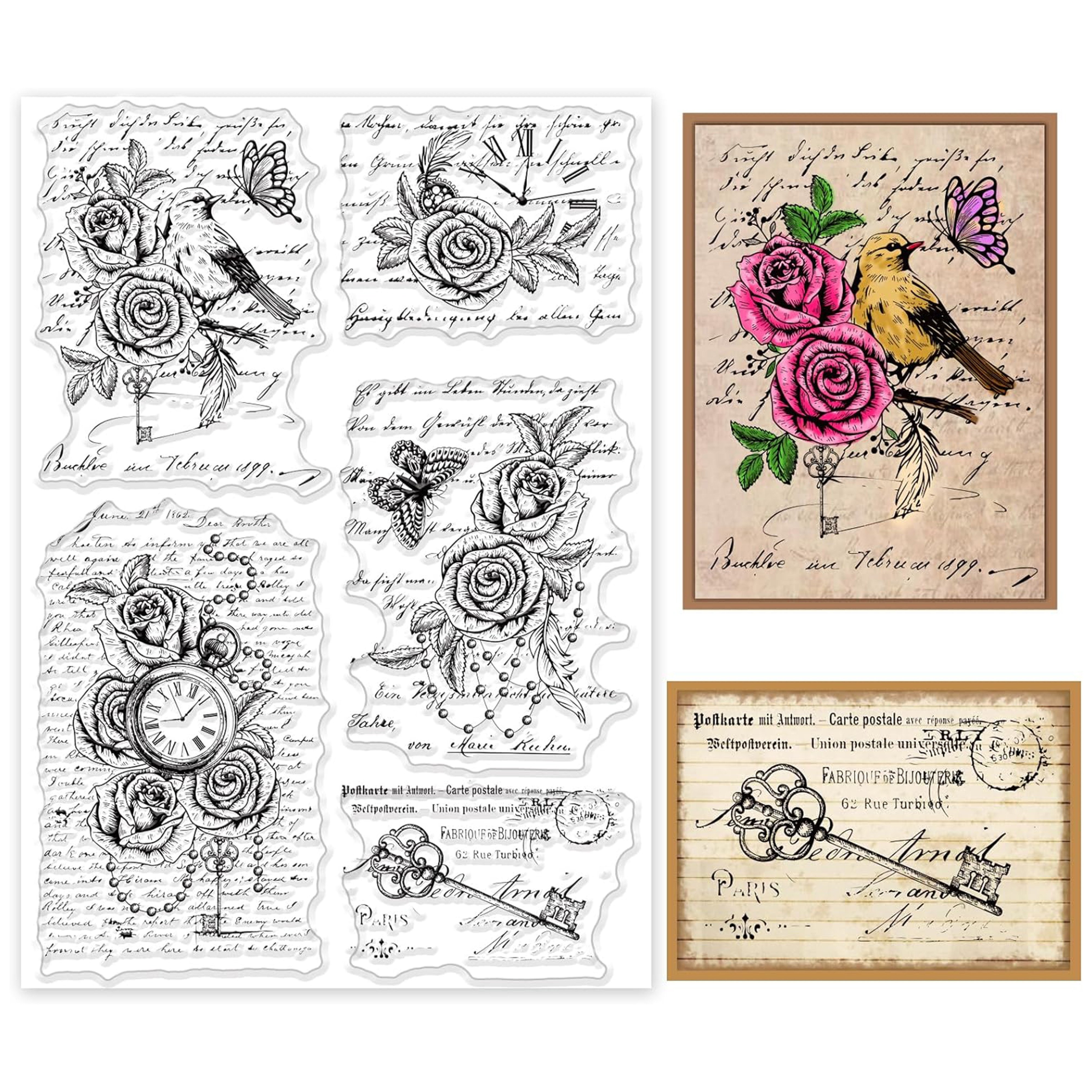 

Flowers, Birds Stamps Clear Stamps For Holiday Card Making Decoration And Diy Scrapbooking Album Diy Crafts