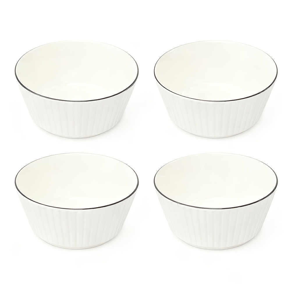 TEMU 4pcs Ceramic Mixing Bowls Suitable For Home & Kitchen, Microwave & Dishwasher Safe Round Bowls With , Microwaveable Tableware Set, Suitable For